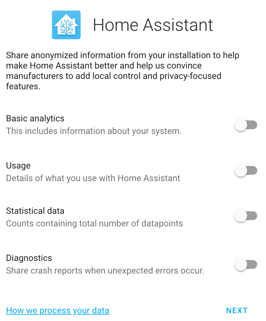 determining if you'd like to share anonymous statistics. 