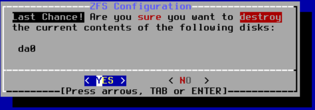 confirming the zfs settings in opnsense.