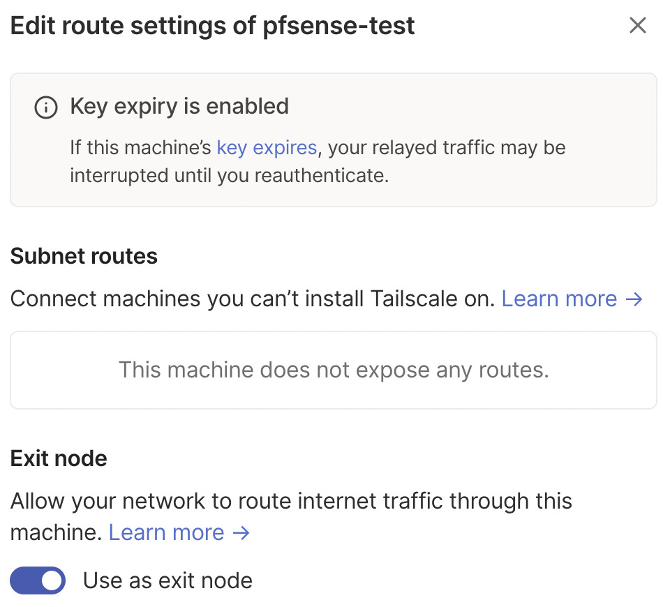 using pfsense as an exit node.