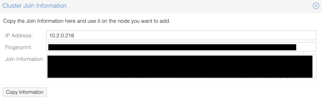 joining the proxmox cluster.