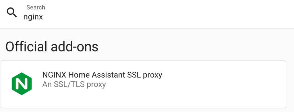 adding the nginx reverse proxy to home assistant.