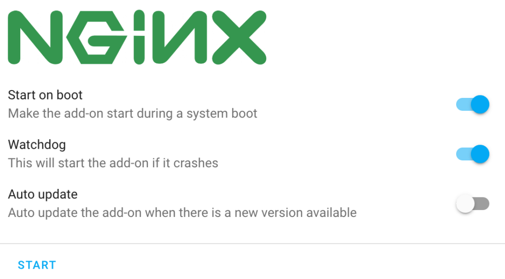connect to home assistant with an NGINX reverse proxy - starting nginx in home assistant.