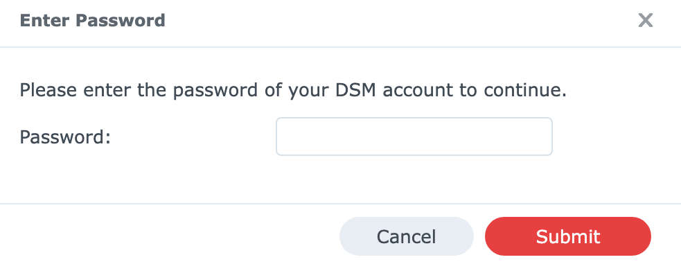 password confirmation screen.