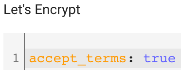 changing let's encrypt package to accept the terms.