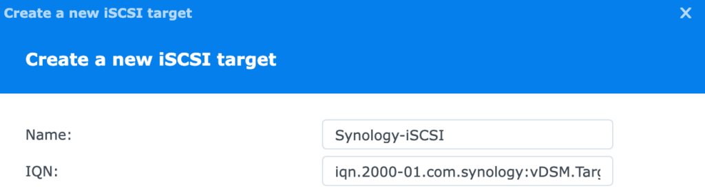 creating an iscsi target in dsm.