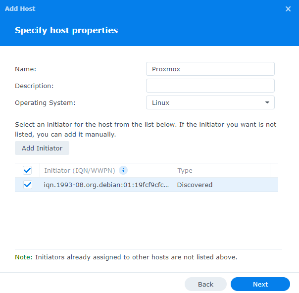 adding ther host that attempted to connect to the iscsi storage location.