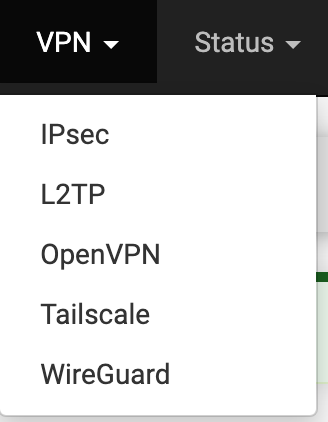 viewing tailscale under the vpn settings.