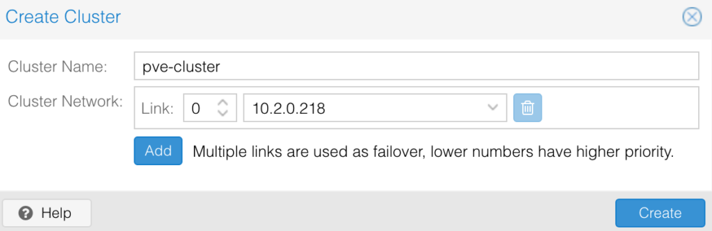 creating the pve-cluster in proxmox.