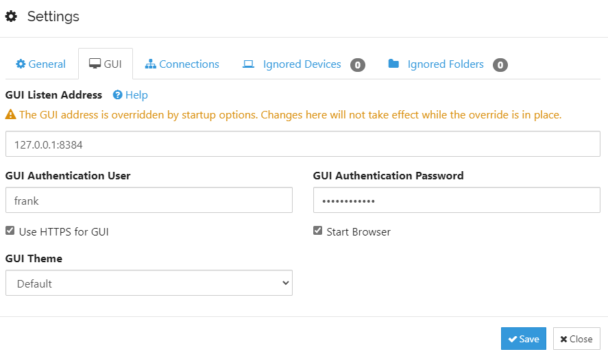 modifying the password to the web gui.