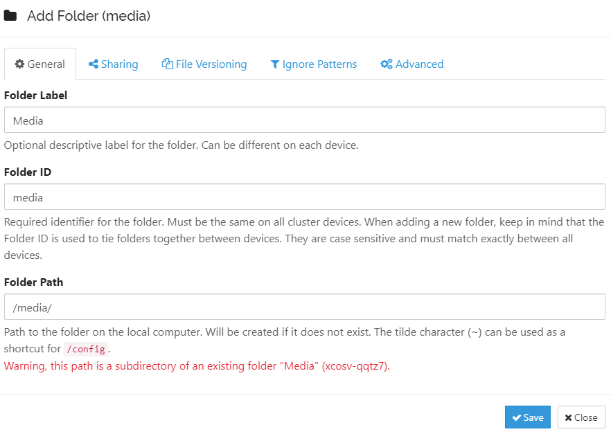 saving the media folder so it can sync in syncthing.