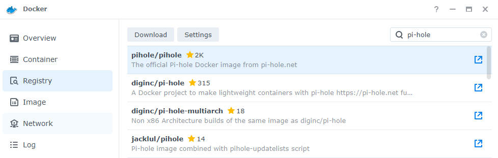 downloading the pi-hole image