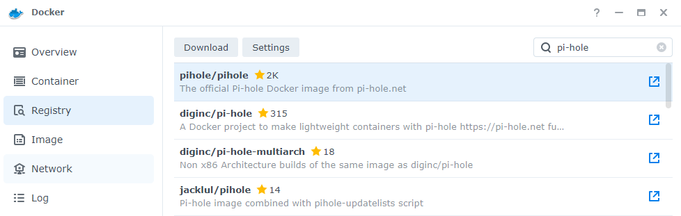 pi-hole registry download