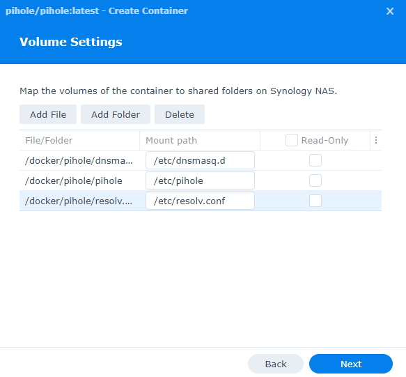volume settings for maclvnan network interface