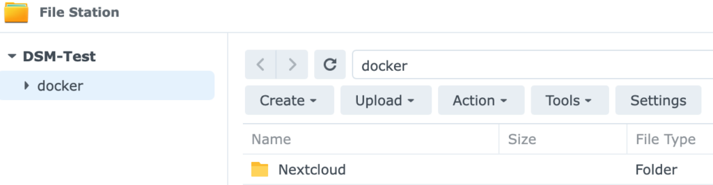 synology file station creating nextcloud folder.