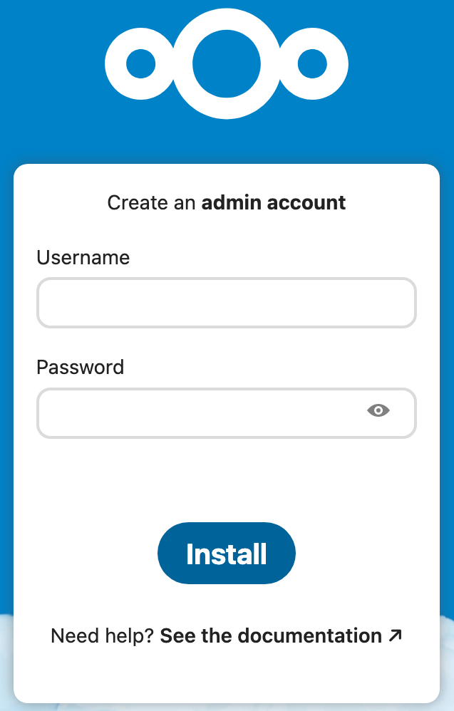 nextcloud install screen.