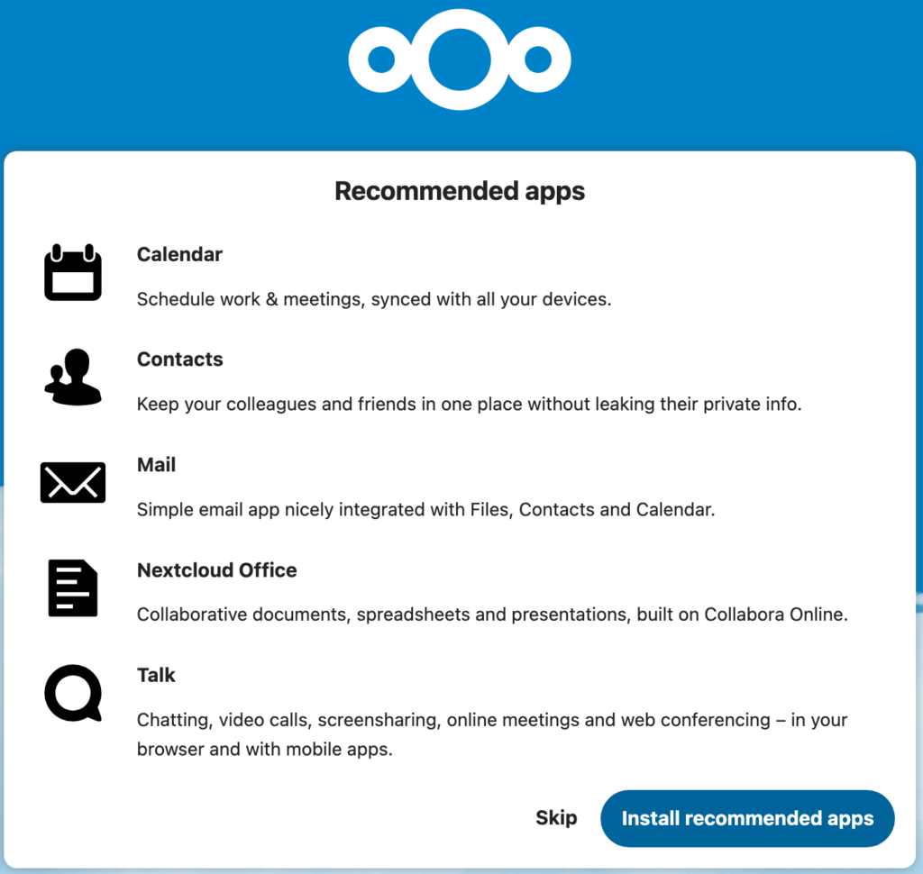 nextcloud recommended apps.