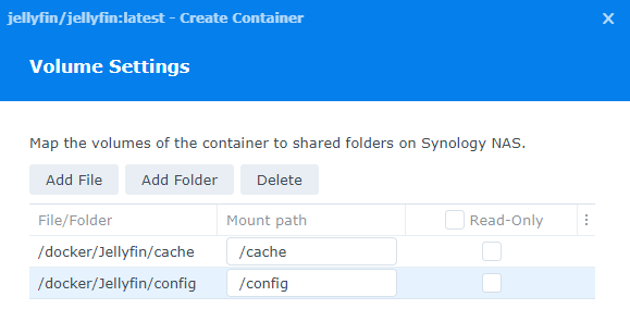 jellyfin volume mount settings.