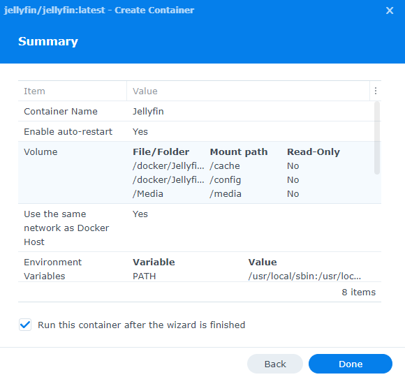 docker configuration folder summary.