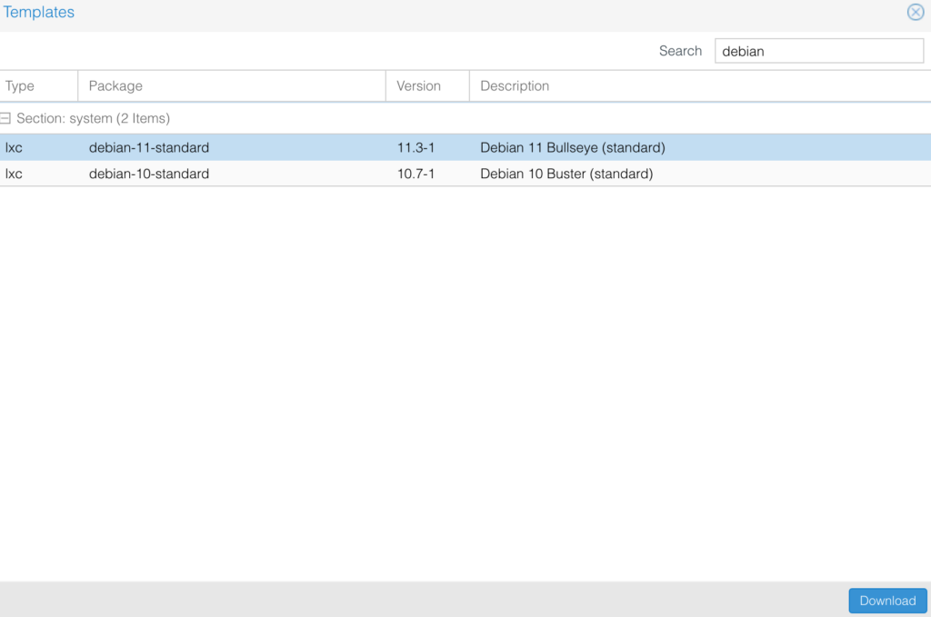 debian 11 container download.