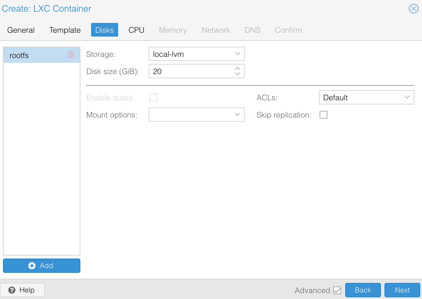 proxmox lxc container static ip