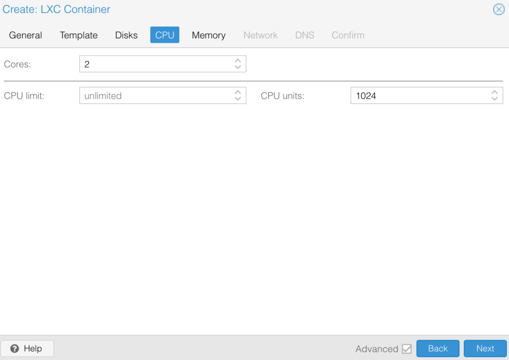 lxc container cpu entry.