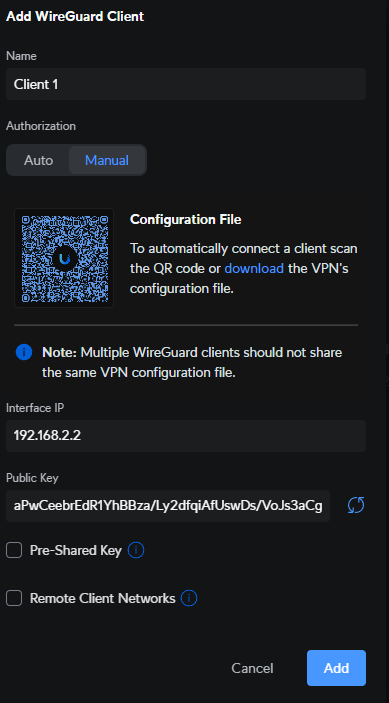 VPN client configuration