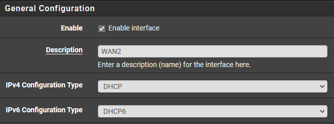 interface setup on pfsense. 