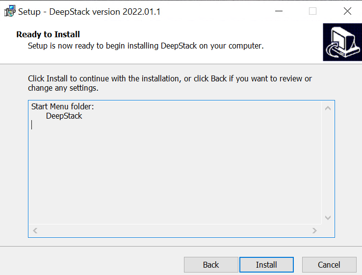 deepstack install in windows.
