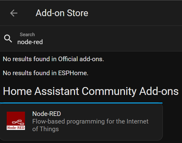 node-red search in home assistant.