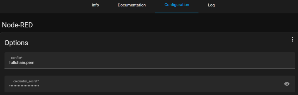 adding an encryption key to node-red.