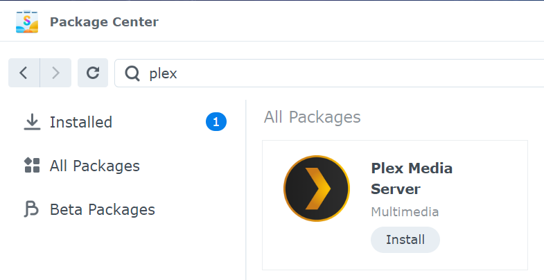 how to install plex on a synology nas - installing the plex package