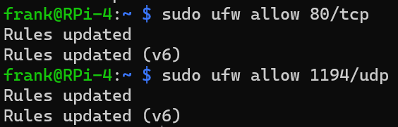 sudo ufw allow [PORT]/[UDP/TCP]