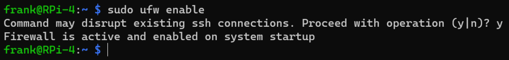 sudo ufw enable