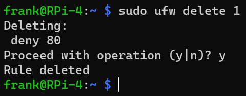 sudo ufw delete [NUMBER]