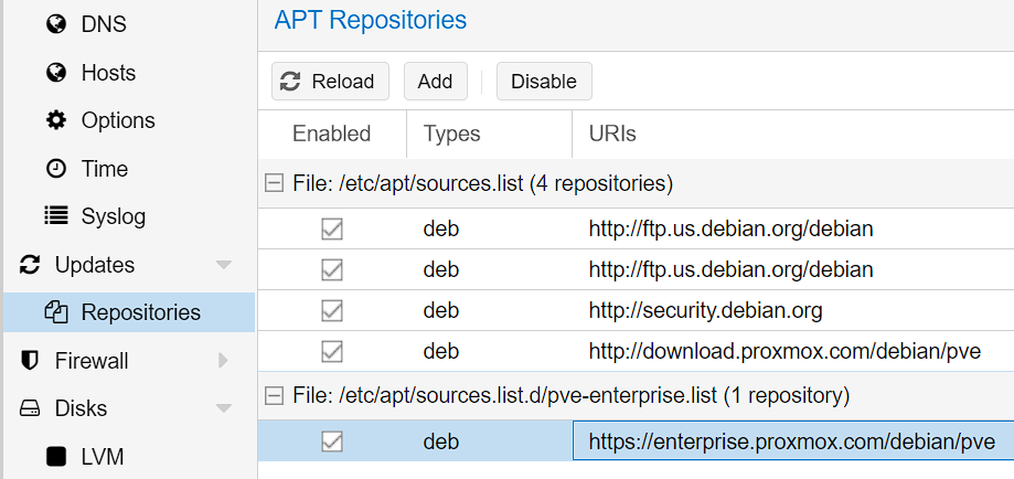 disabling the enterprise repository.