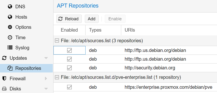 selecting add to add a new repository.