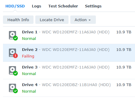 synology hdd/ssd info.