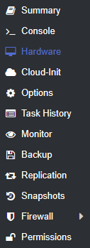 hardware tab in proxmox