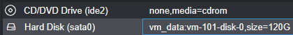 newly updated size in proxmox. 