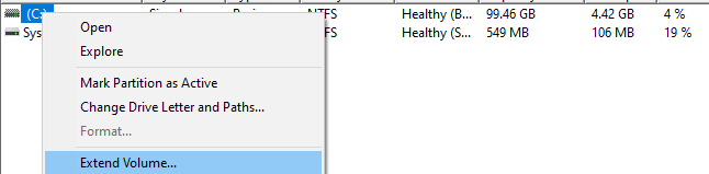 extending a volume in windows.