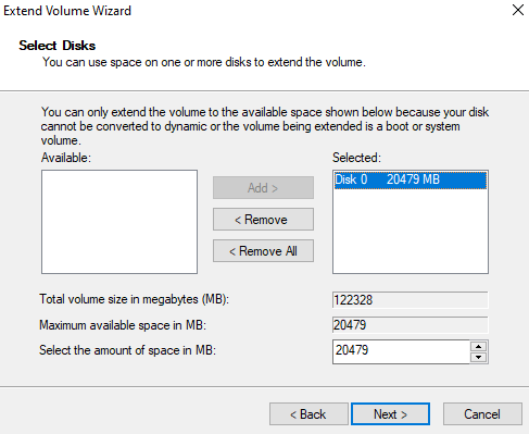 disk extension in windows.
