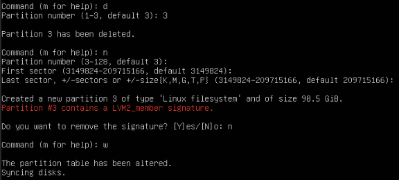 commands to extend a HDD in a linux VM.