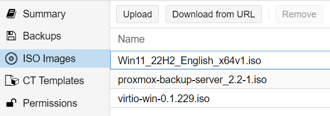 iso image upload in proxmox