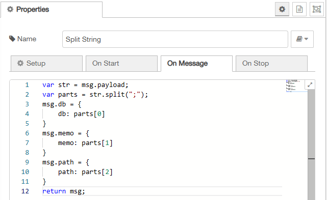 script displaying how a string is split.