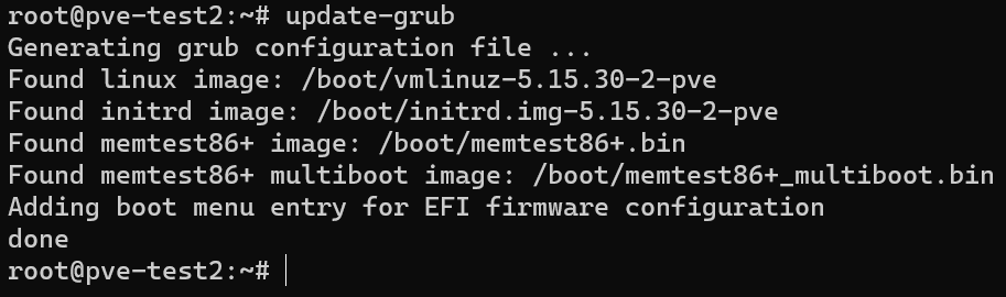 updating grub in proxmox.