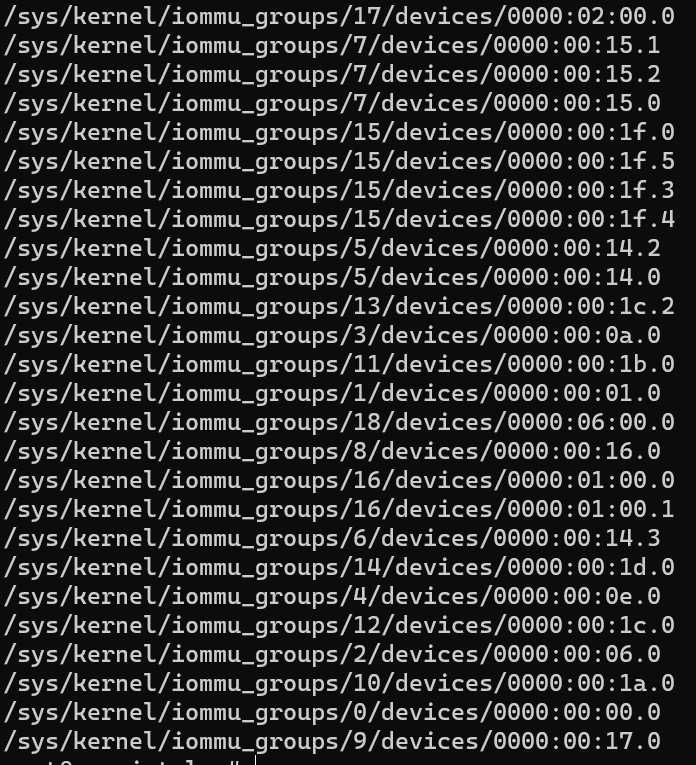 IOMMU group numbers in proxmox.