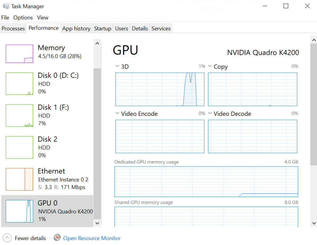 windows VM showing the GPU passed through. 