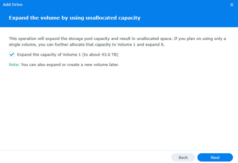 expanding a volume on a synology nas.