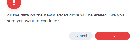 confirming that all data will be erased on a synology nas.