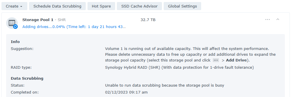 storage pool expansion.